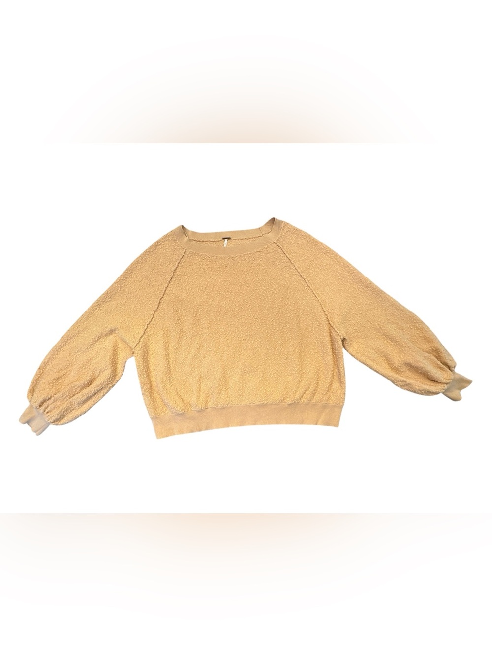 ⁠Free People women’s Beige Textured Boucle Knit Pullover Sweater Size S Slouchy⁠